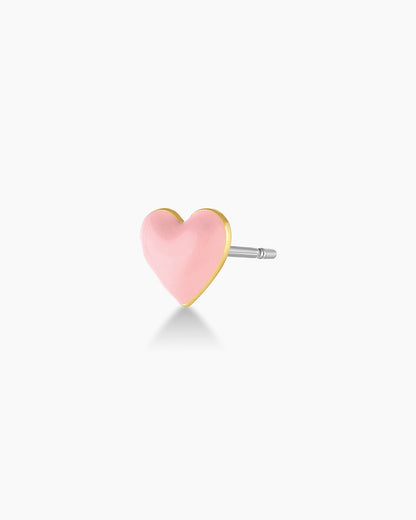 Blush Pink Heart Stud Earring in 14k or 18k Solid Gold, Stud Earrings for Her to Show Your Love