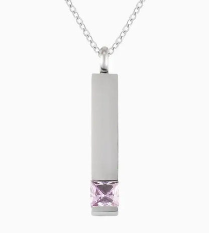 Birthstone Zircon Cremation Jewelry for Ashes, Urn Necklace, Stainless Steel Memorial Necklace to Hold the Ashes of Your Loved One for Pet or Human Ashes