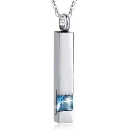 Birthstone Zircon Cremation Jewelry for Ashes, Urn Necklace, Stainless Steel Memorial Necklace to Hold the Ashes of Your Loved One for Pet or Human Ashes